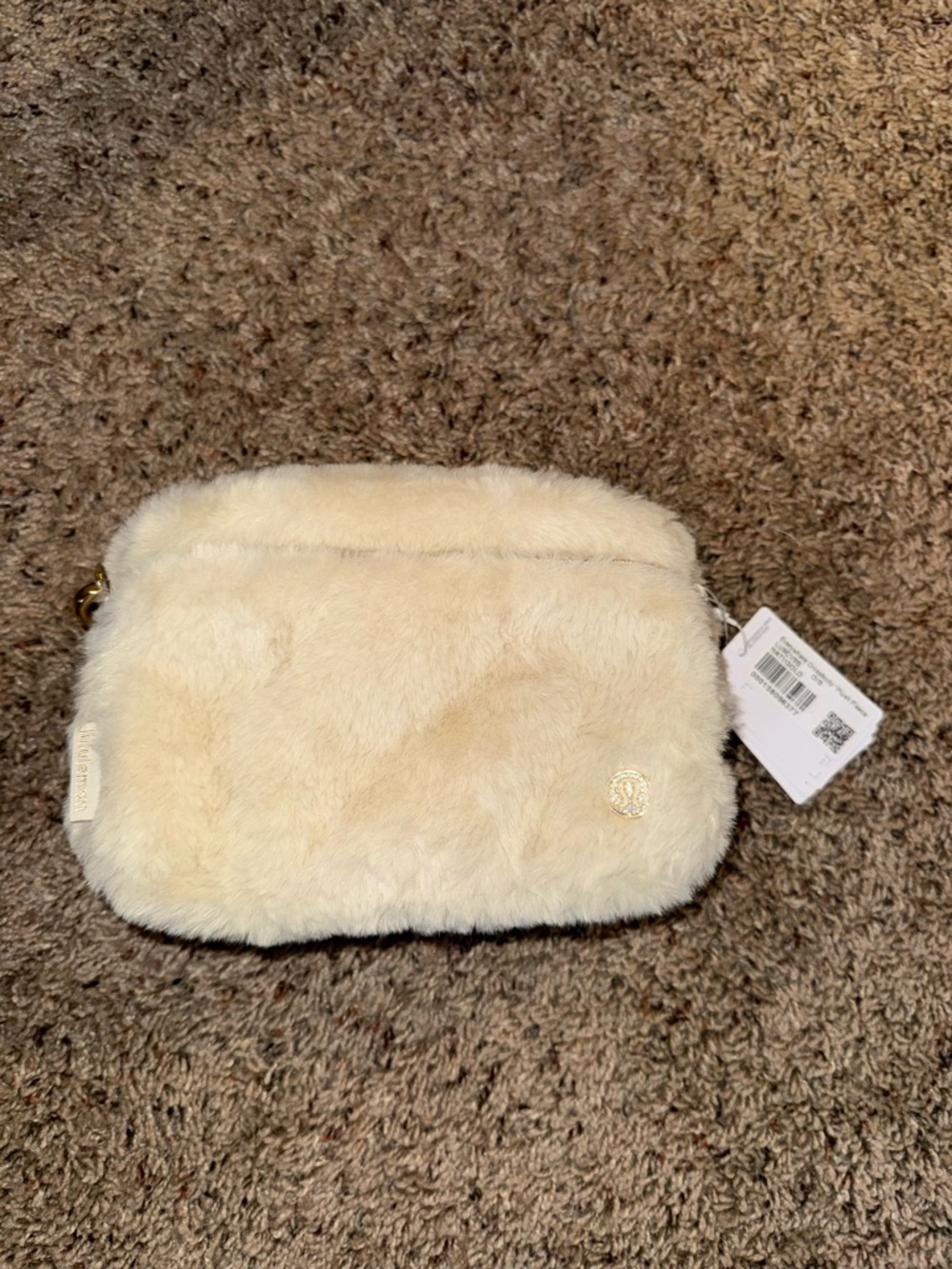 lululemon athletica Cream Faux Fur Wristlet Clutch